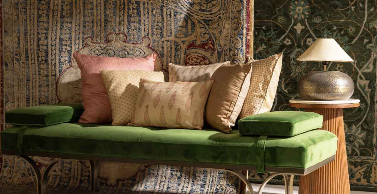 Creating Cohesion Matching Rugs with Curtains, Upholstery, and Art