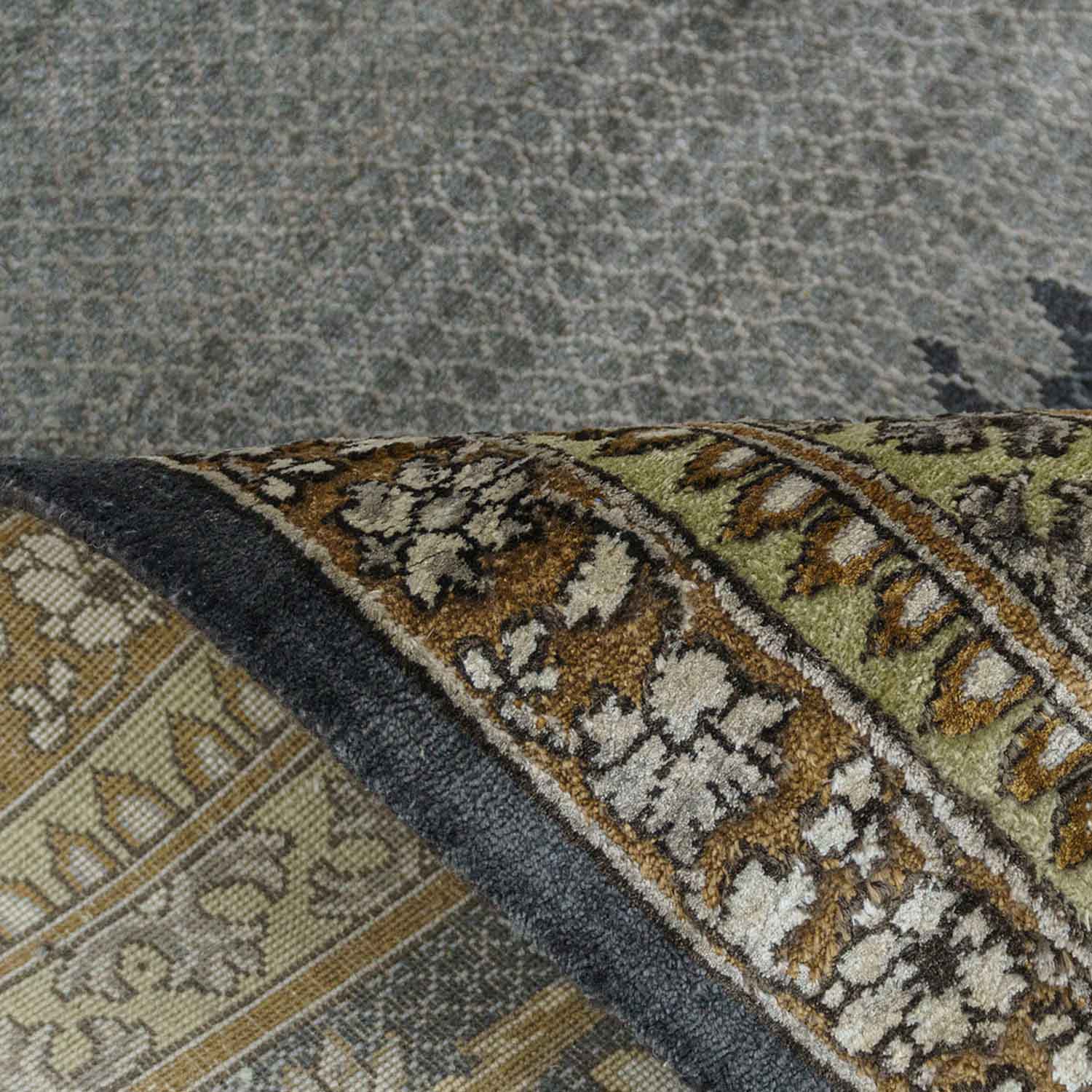 Nishat Bagh-Cv Hand Knotted Woollen And Silk Rug By Anju Modi