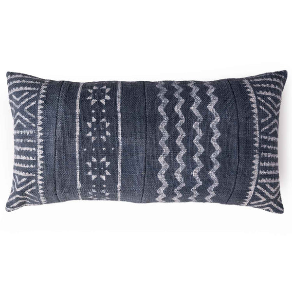 Baali cotton slub Dabu block printed lumbar cushion cover by Obeetee - angle view