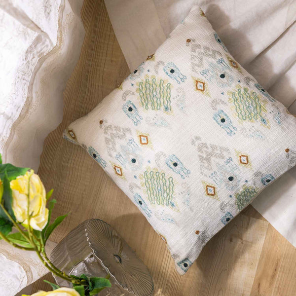 Renee digital printed and embroidered cushion cover by Obeetee - full view