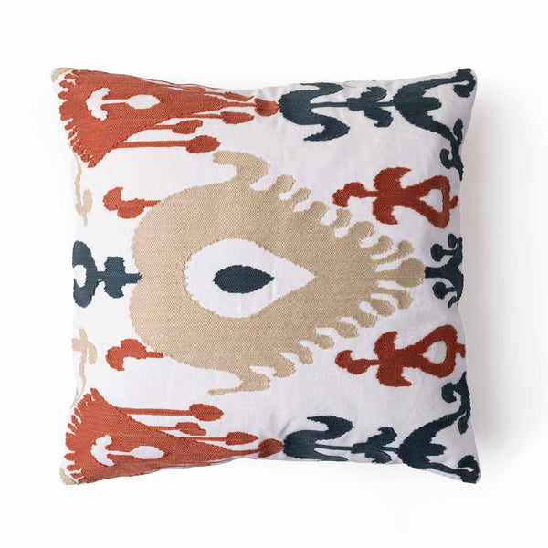 Tempest embroidered cotton cushion cover by Obeetee - angle view