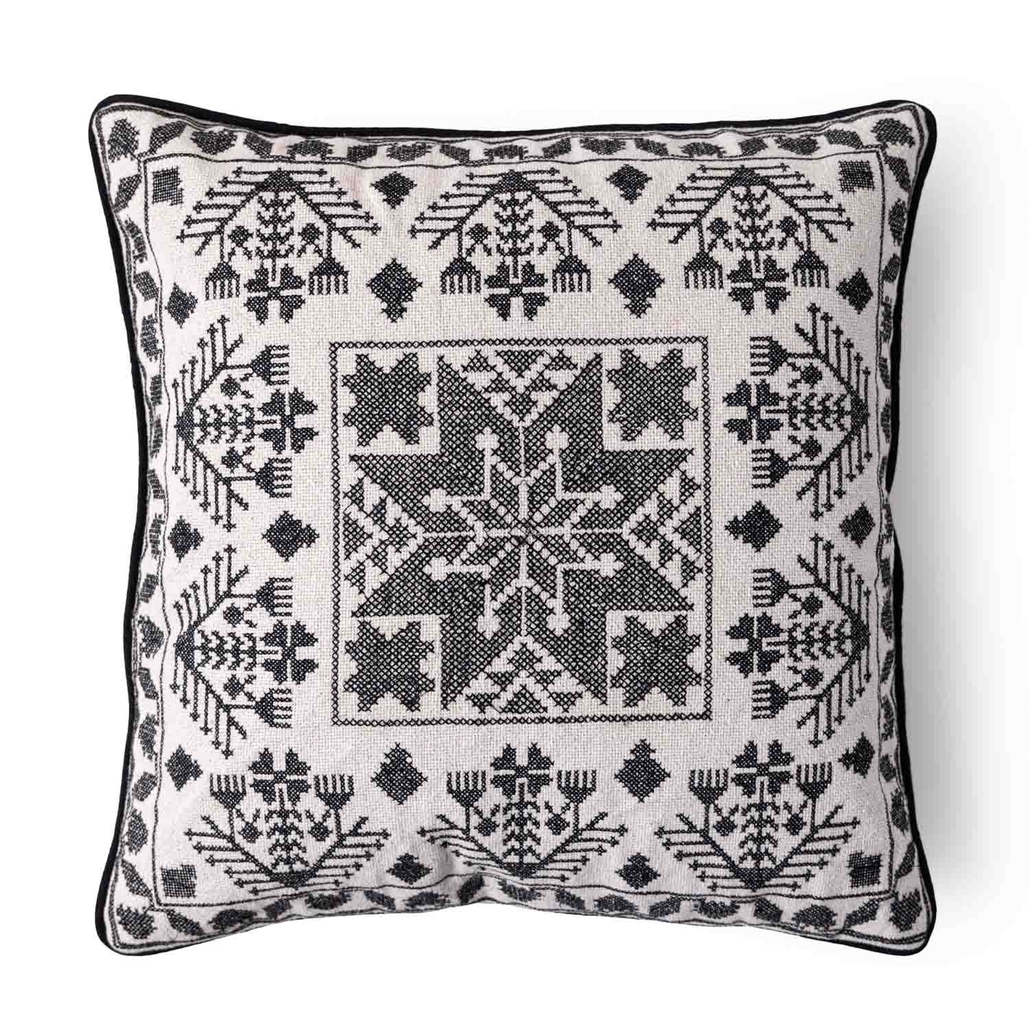 Sara Embroidered Dori Piping Cushion Cover