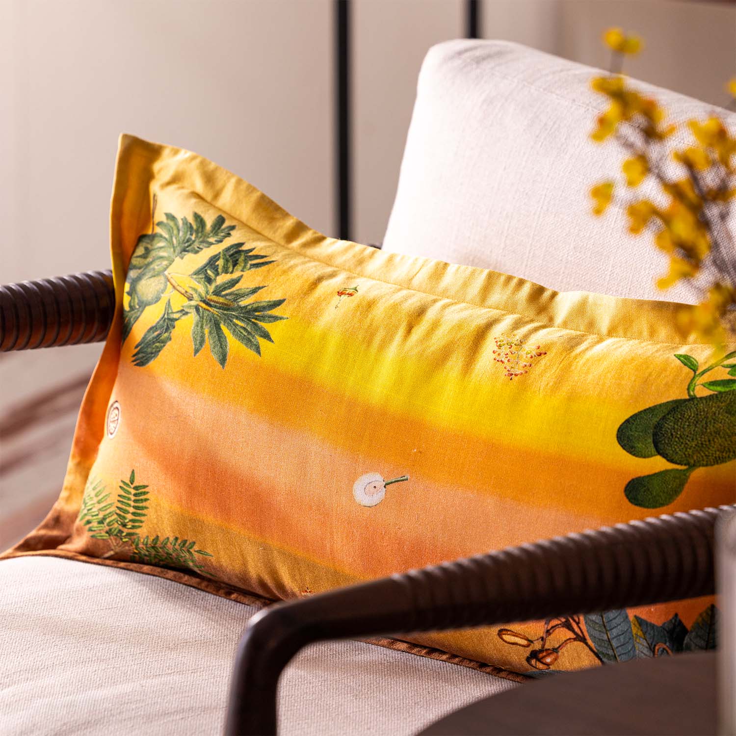 Oria Digital Printed Woollen And Silk Lumbar Cushion By Mariella Ienna
