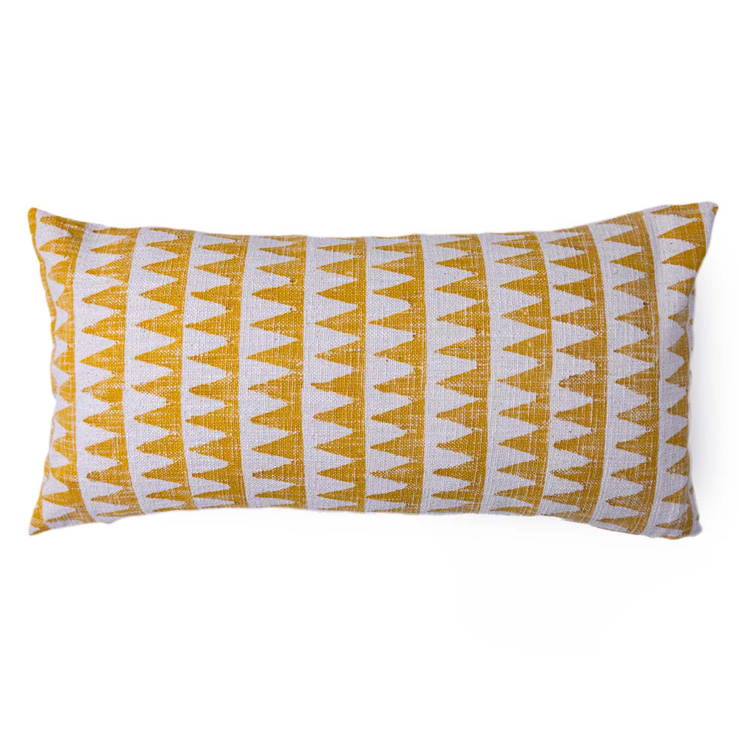 Tikona Cotton Slub Block Printed Lumbar Cushion Cover