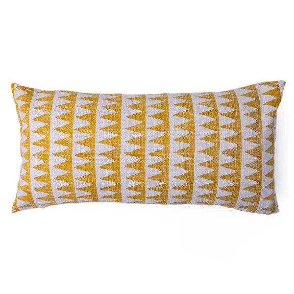 Tikona cotton slub block printed lumbar cushion cover by Obeetee - angle view