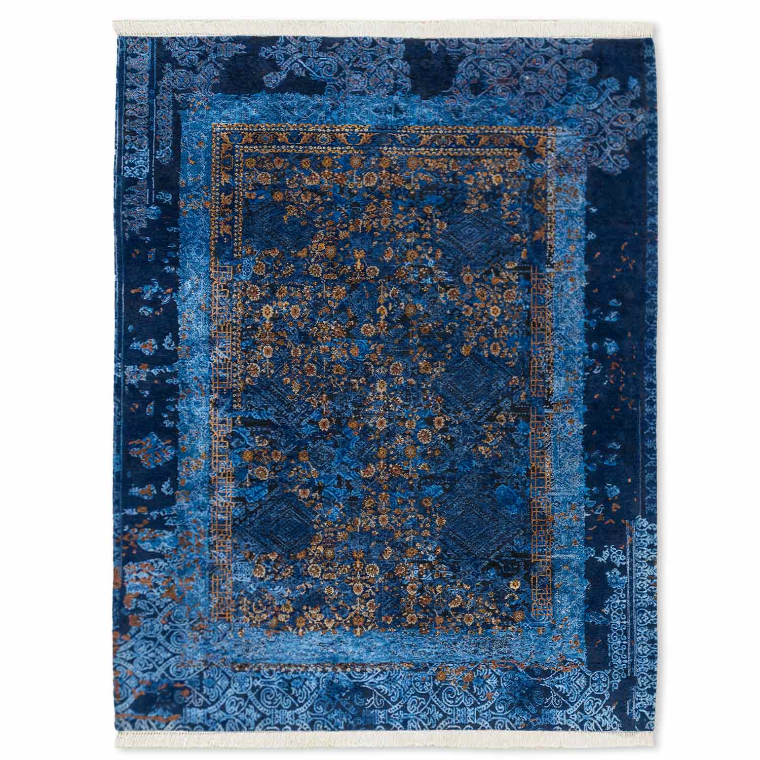 Regal Saphire Hand Knotted Woollen And Viscose Rug