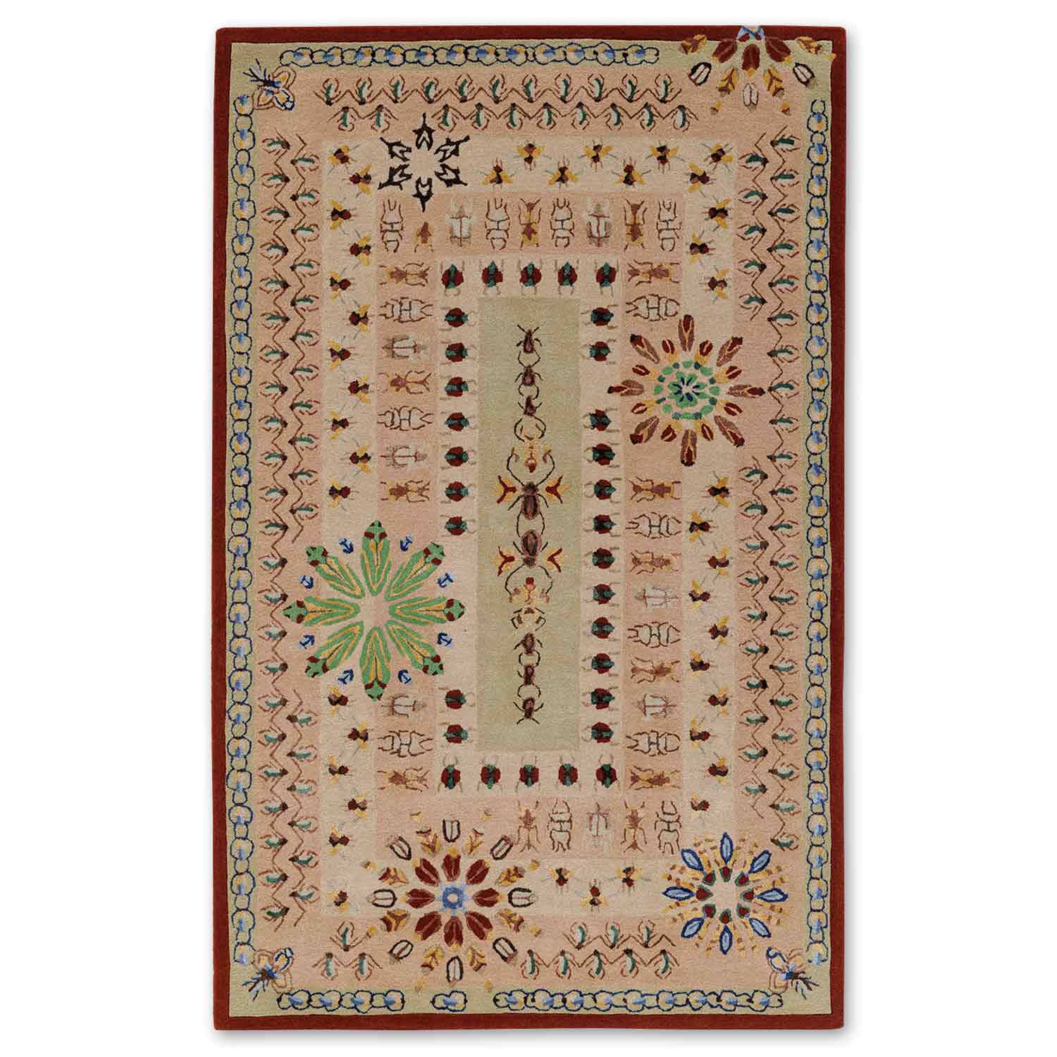 Rosette Mosaic Hand Tufted Woollen And Viscose Rug By Varun Rana