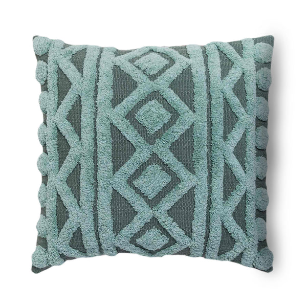 Crest cotton slub tufted embroidered cushion cover by Obeetee - angle view
