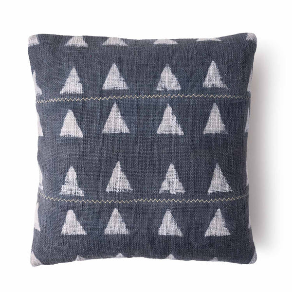 Neela block printed cotton slub cushion cover by Obeetee - angle view