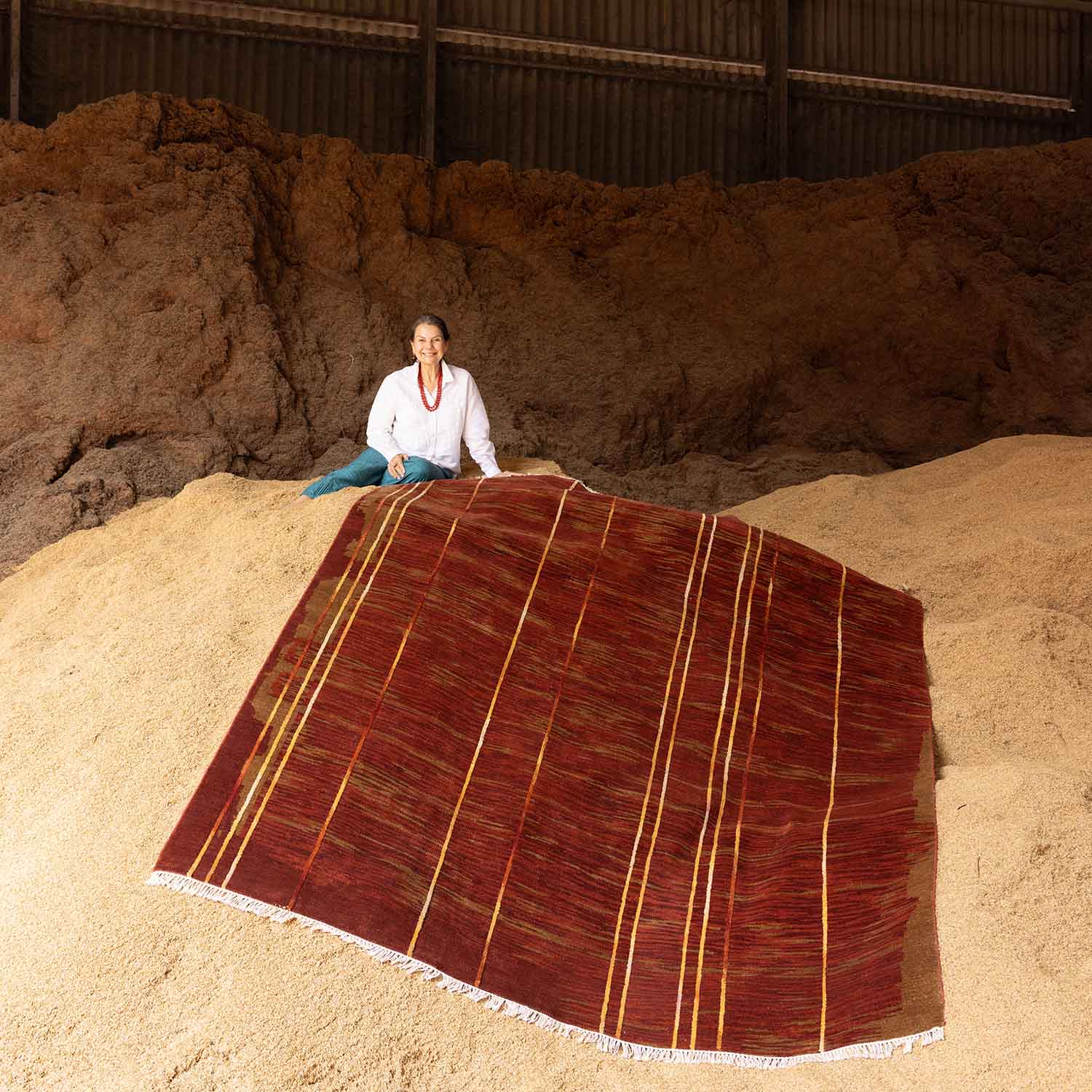 Maya Hand Knotted Woollen And Silk Rug By Angeli Sowani