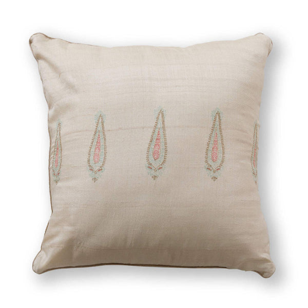Raqeeb silk block printed cushion cover by Obeetee - detail view