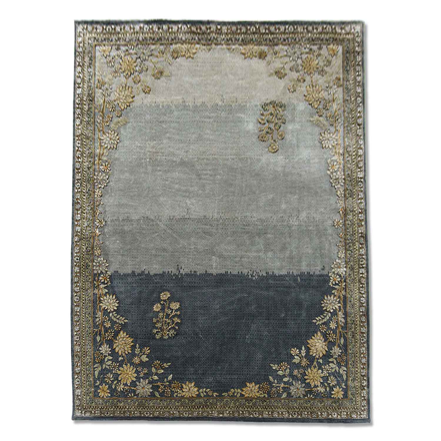 Nishat Bagh-Cv Hand Knotted Woollen And Silk Rug By Anju Modi