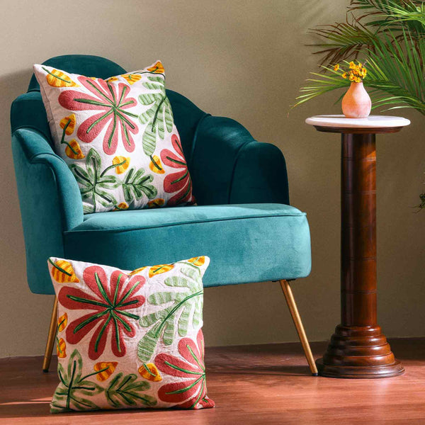 Anna embroidered cotton flex cushion cover by Obeetee - full view