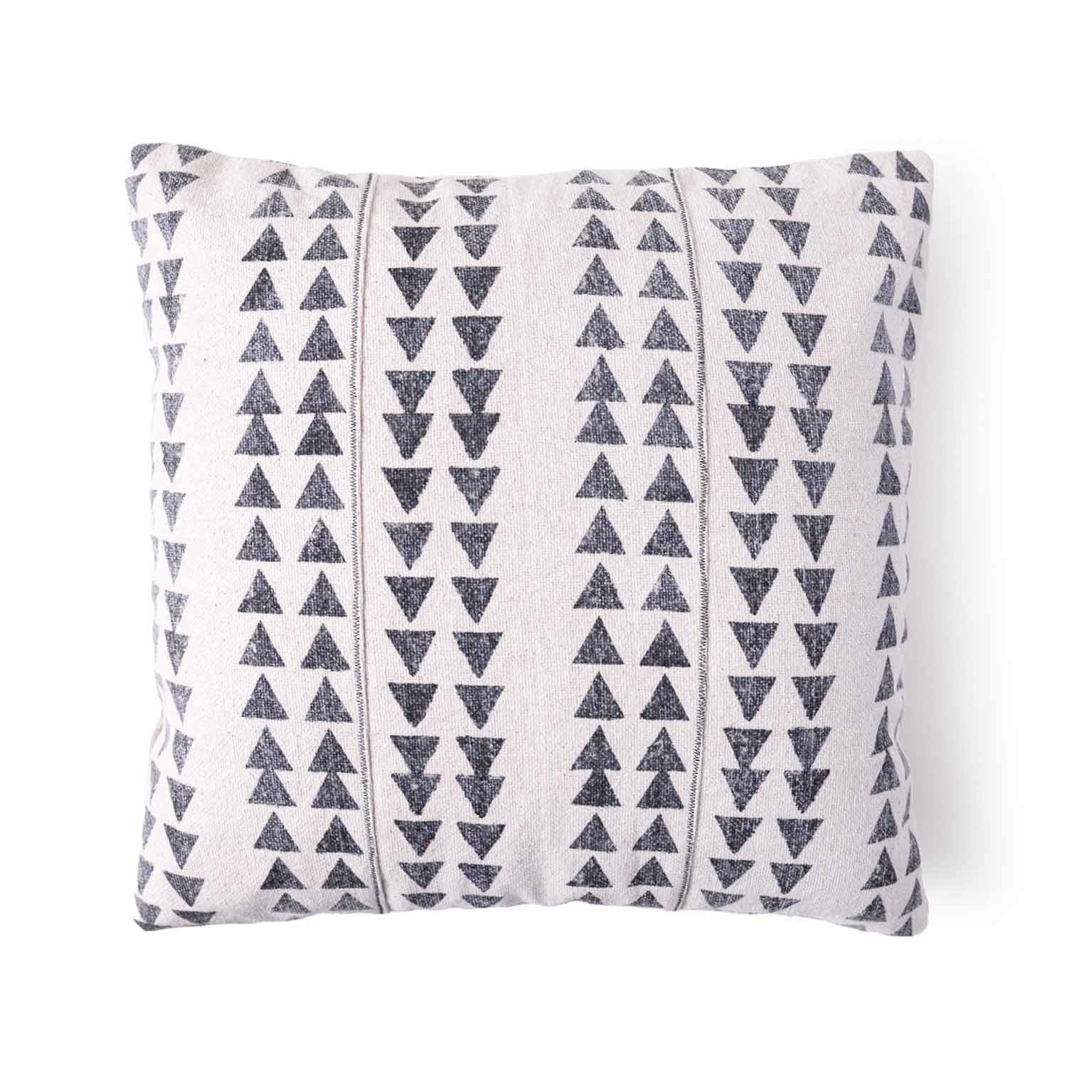 Crossroad Block Printed Cotton Chambray Cushion Cover