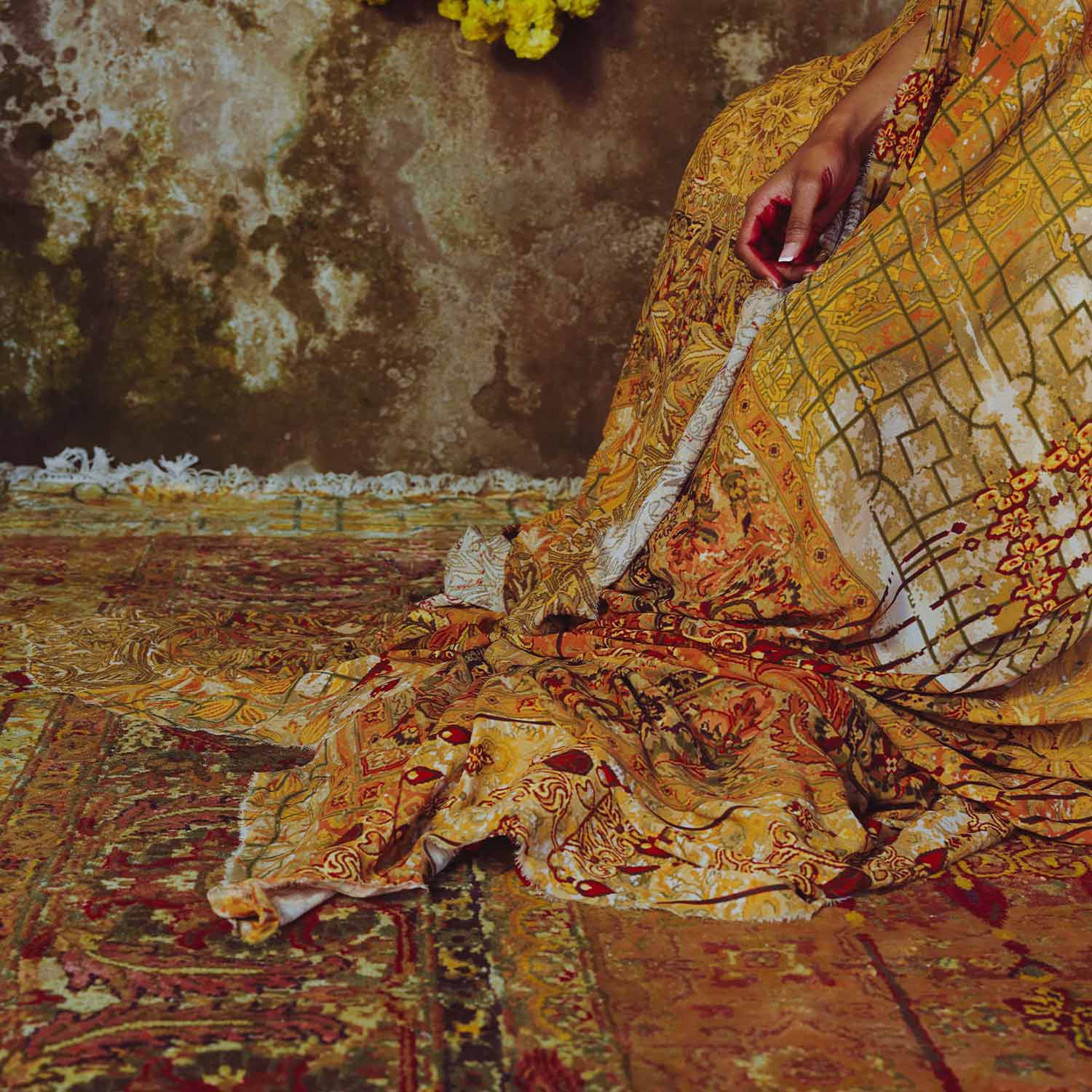 Citrine light Hand Knotted Woollen And Viscose Rug