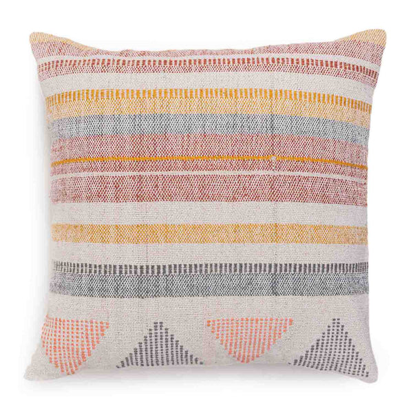 Nomadica woven stripes cotton chambray cushion cover by Obeetee - angle view