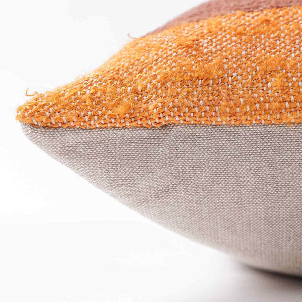 Sunset woven chambray cotton cushion cover by Obeetee - angle view