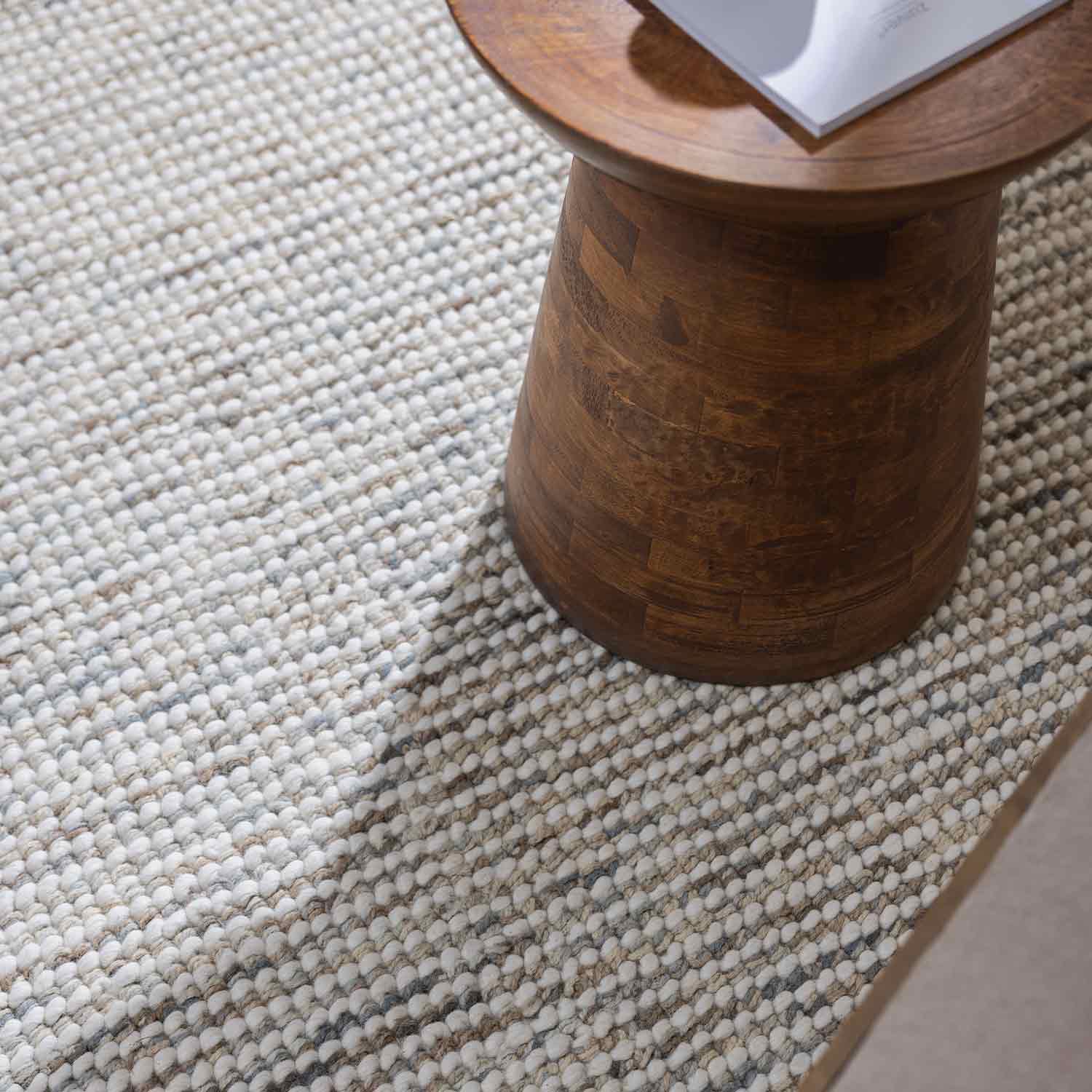 Self Textured Flat Weave Wool And Jute Dhurrie