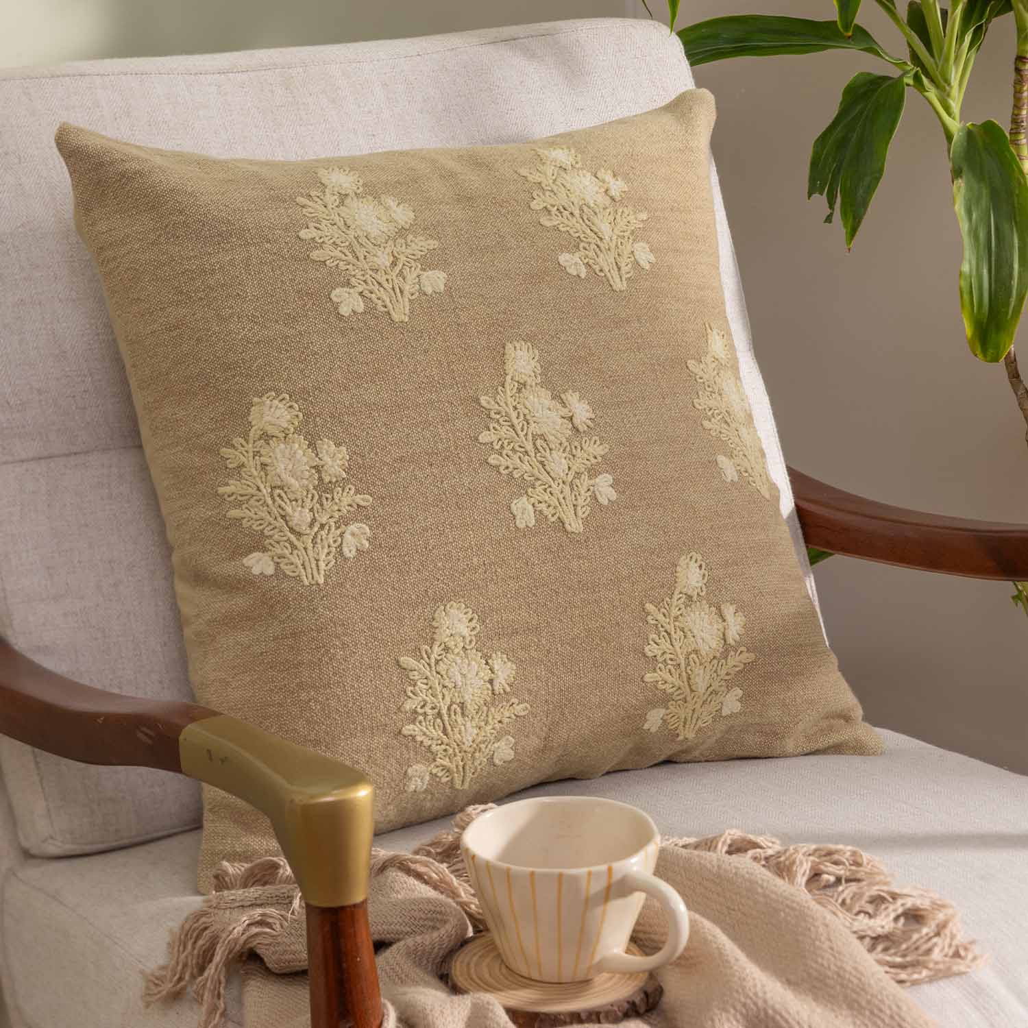 Cotton Embroidered Chaturra Cushion Cover