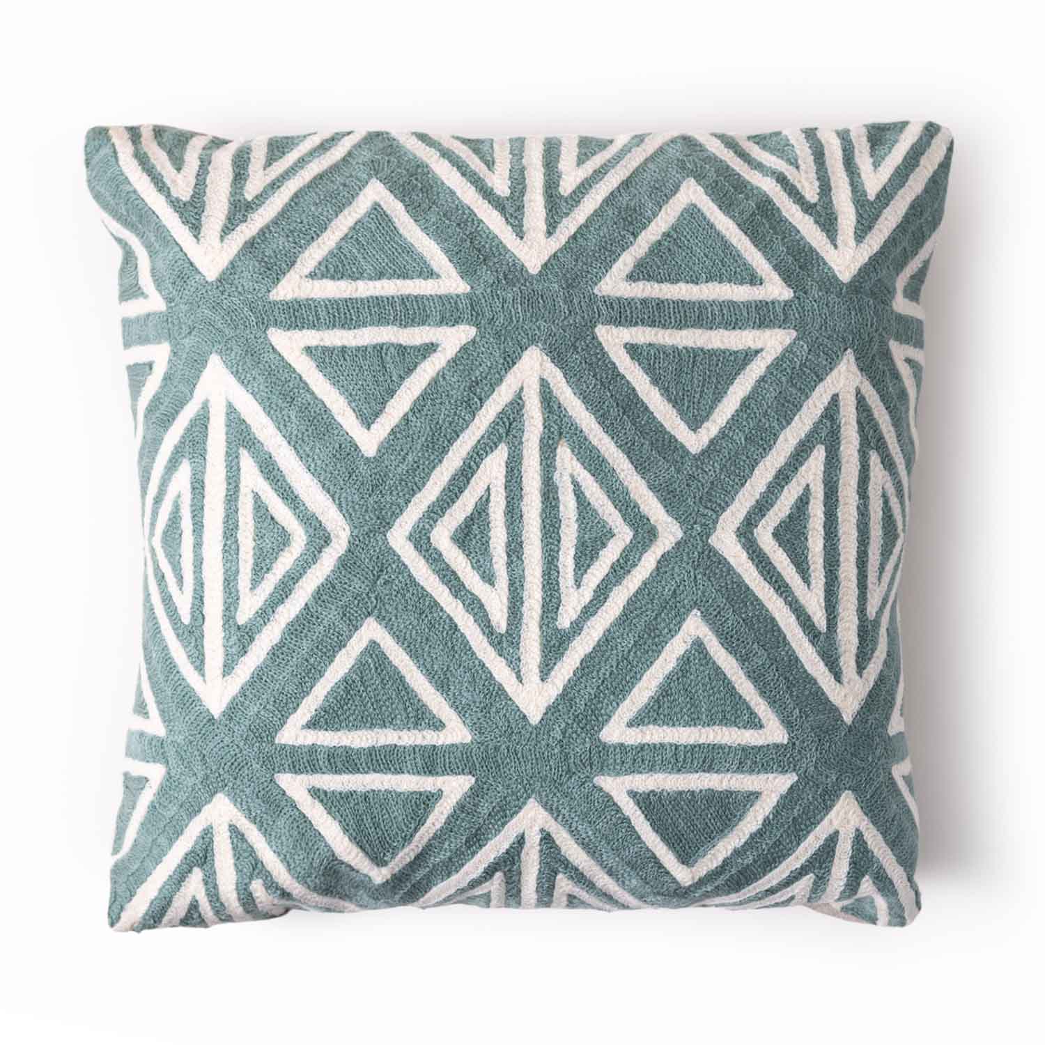 Bororo Chambray Cushion Cover with Aari Embroidery