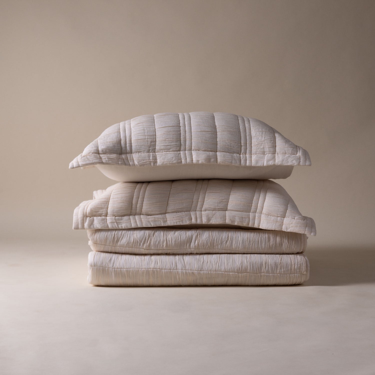 Voile Hand-Ruched Pleated Cotton Bed Cover Set