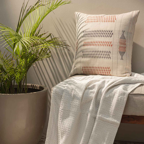 Shiloi hand woven cotton cushion cover by Obeetee - full view