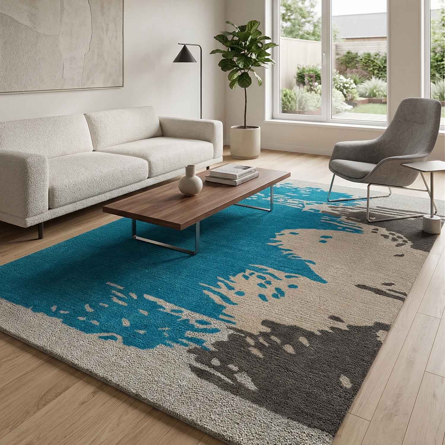 Rour Hand Tufted Woollen And Polyester Rug