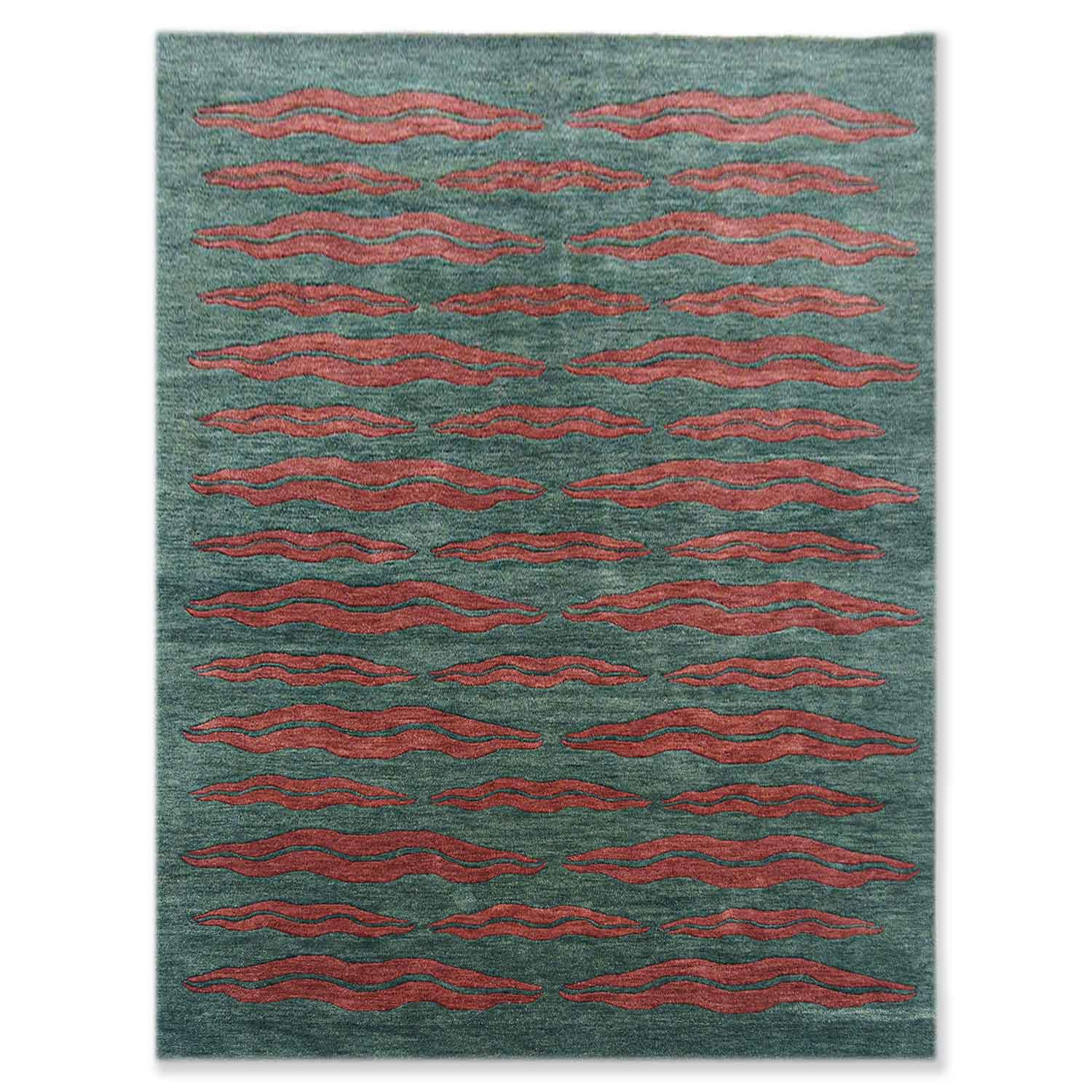 Tessellate-Green Hand Tufted Woolen Rug By Eeshaan Kashyap