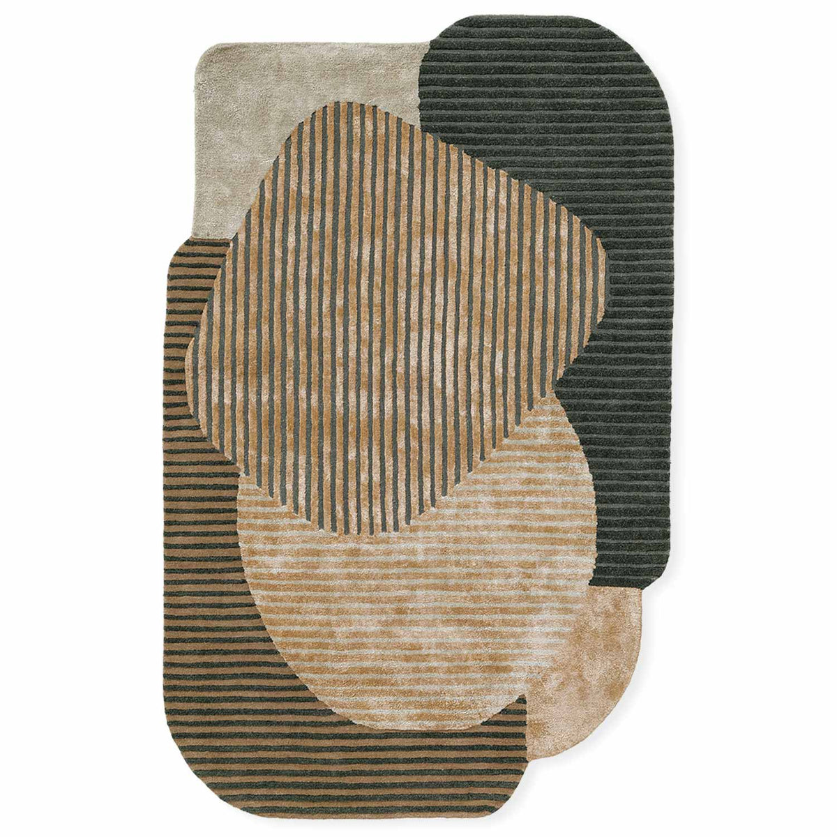 Olives And Sand Hand Tufted Wool And Viscose Rug