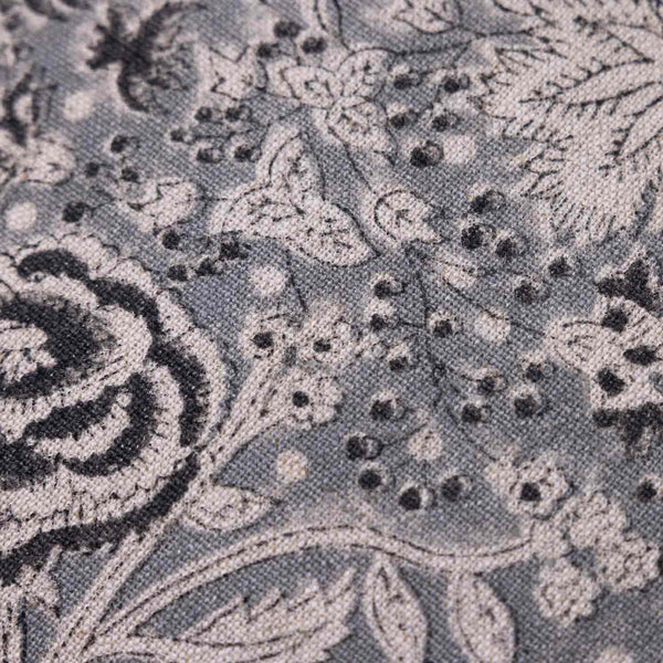 Rosie block printed linen chambray cushion cover by Obeetee - texture detail