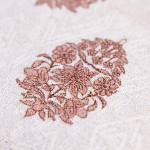 Butah block printed chenille cotton cushion cover by Obeetee - texture detail
