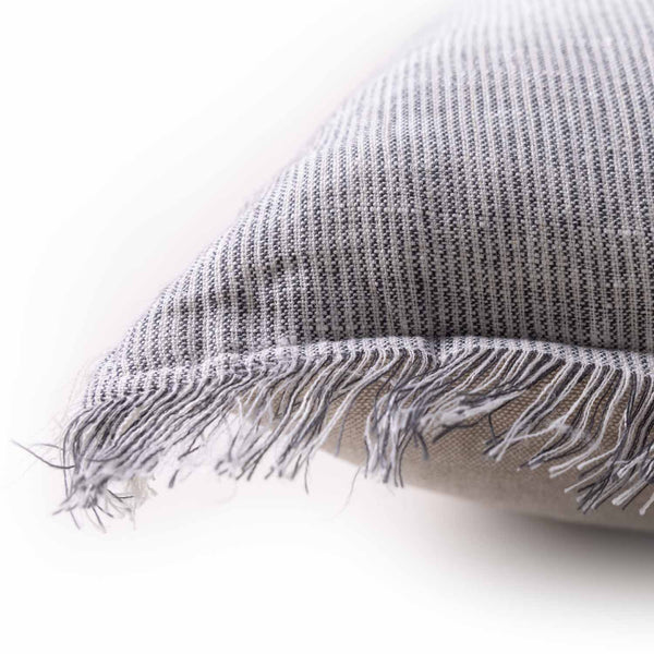 Ash linen chambray lumbar cushion cover by Obeetee - angle view