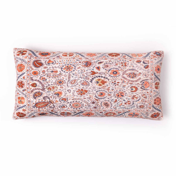 Ancestral digital printed cotton lumbar cushion cover by Obeetee - angle view