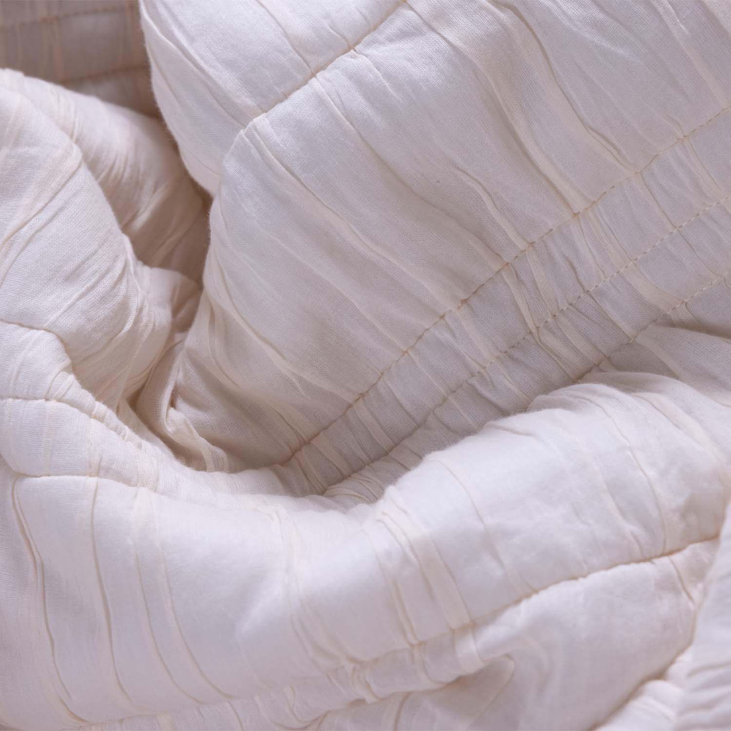 Voile Hand-Ruched Pleated Cotton Bed Cover Set