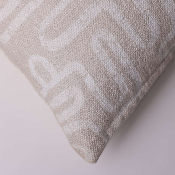 A-Maze Beige digital printed cotton cushion cover by Obeetee - detail view