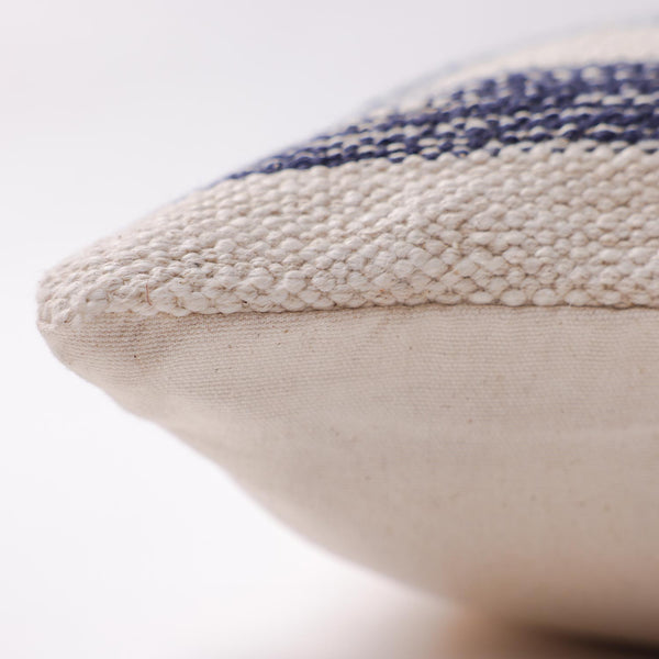 Cosmos Blue striped digital printed cotton cushion cover by Obeetee - texture detail
