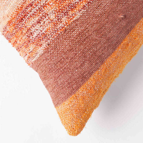 Sunset woven chambray cotton lumbar cushion cover by Obeetee - angle view
