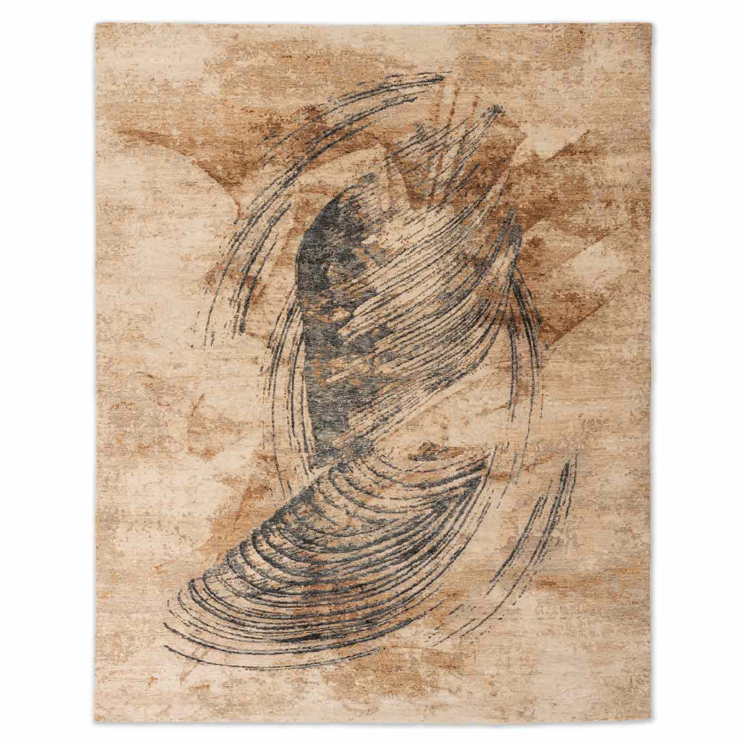 Lay Hand Knotted Woollen And Silk Rug