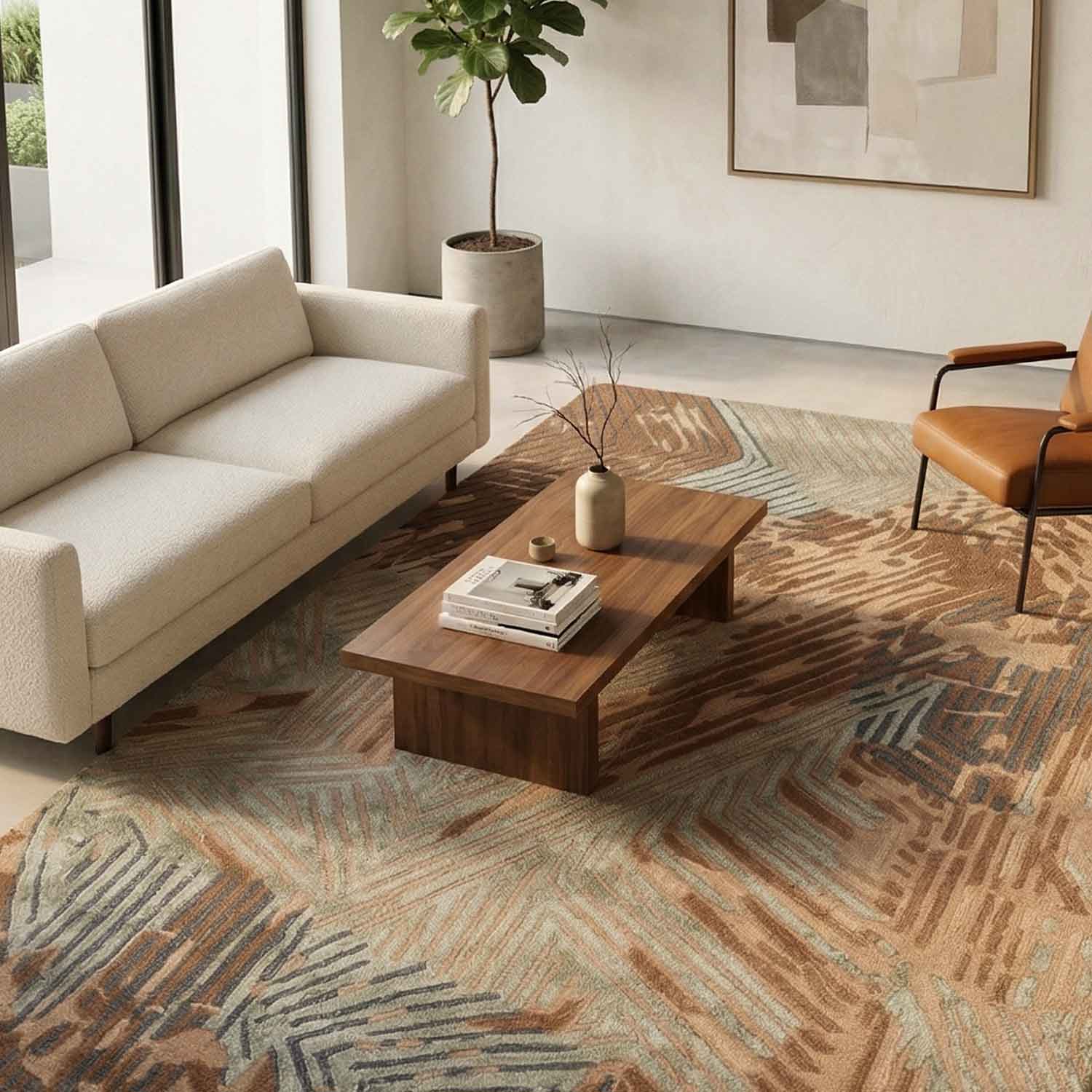 Chestnut Hand Tufted Wool And Viscose Rug