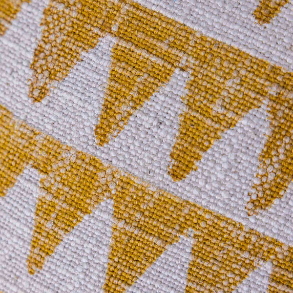 Tikona cotton slub block printed lumbar cushion cover by Obeetee - texture detail