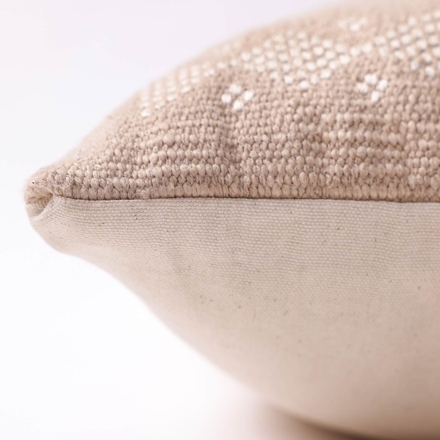 Nazakat Hand Woven Beige Cotton Cushion Cover