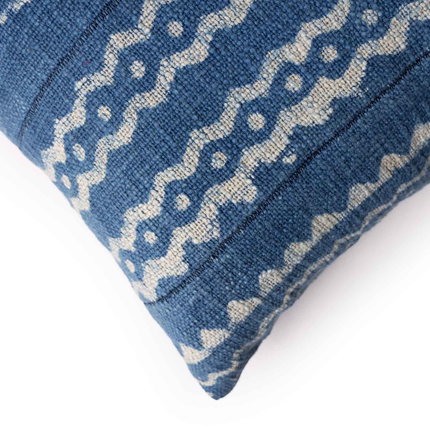 Mosaic Cotton Slub Dabu Block Printed Cushion Cover