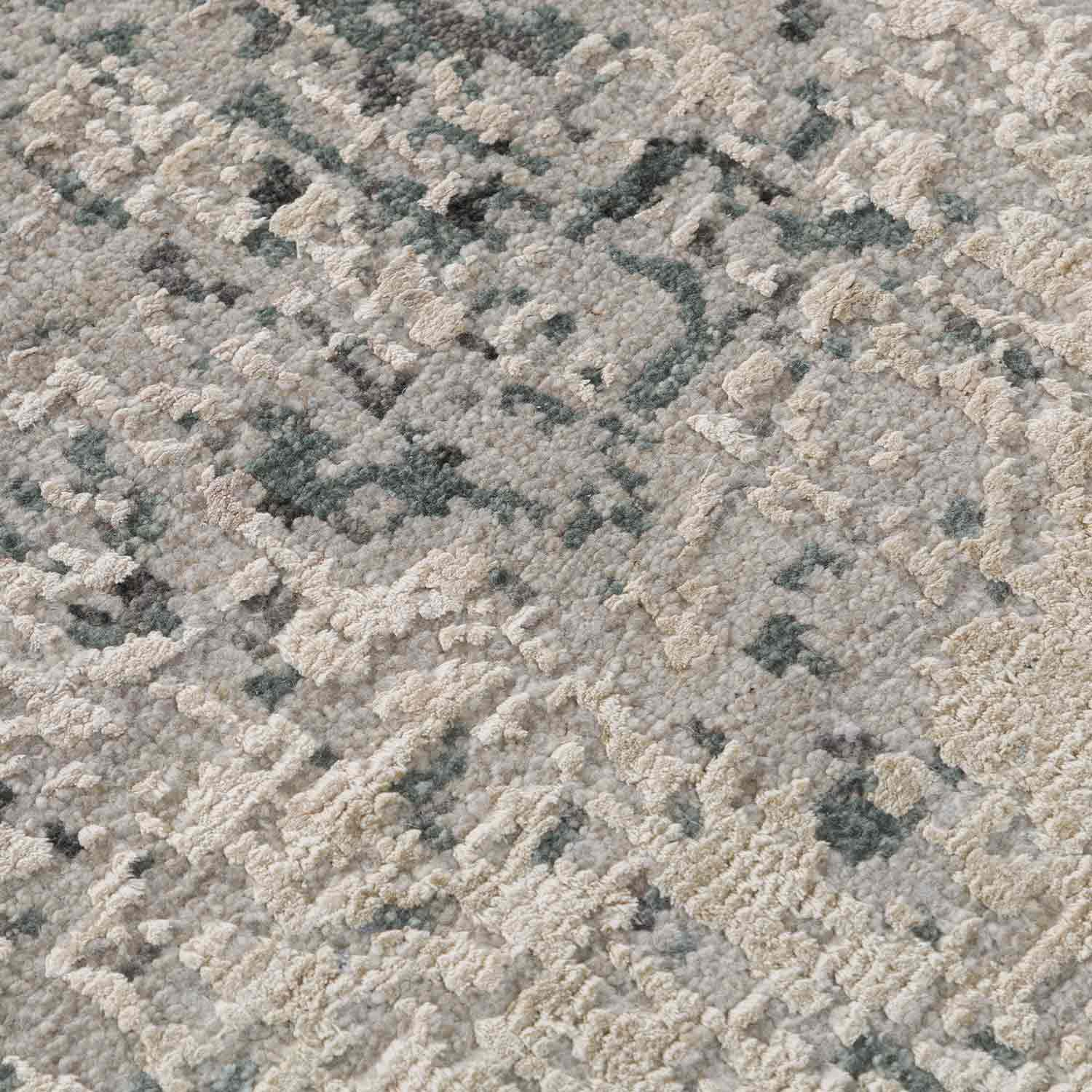 Chalk Carve Hand Knotted Woollen And Silk Rug