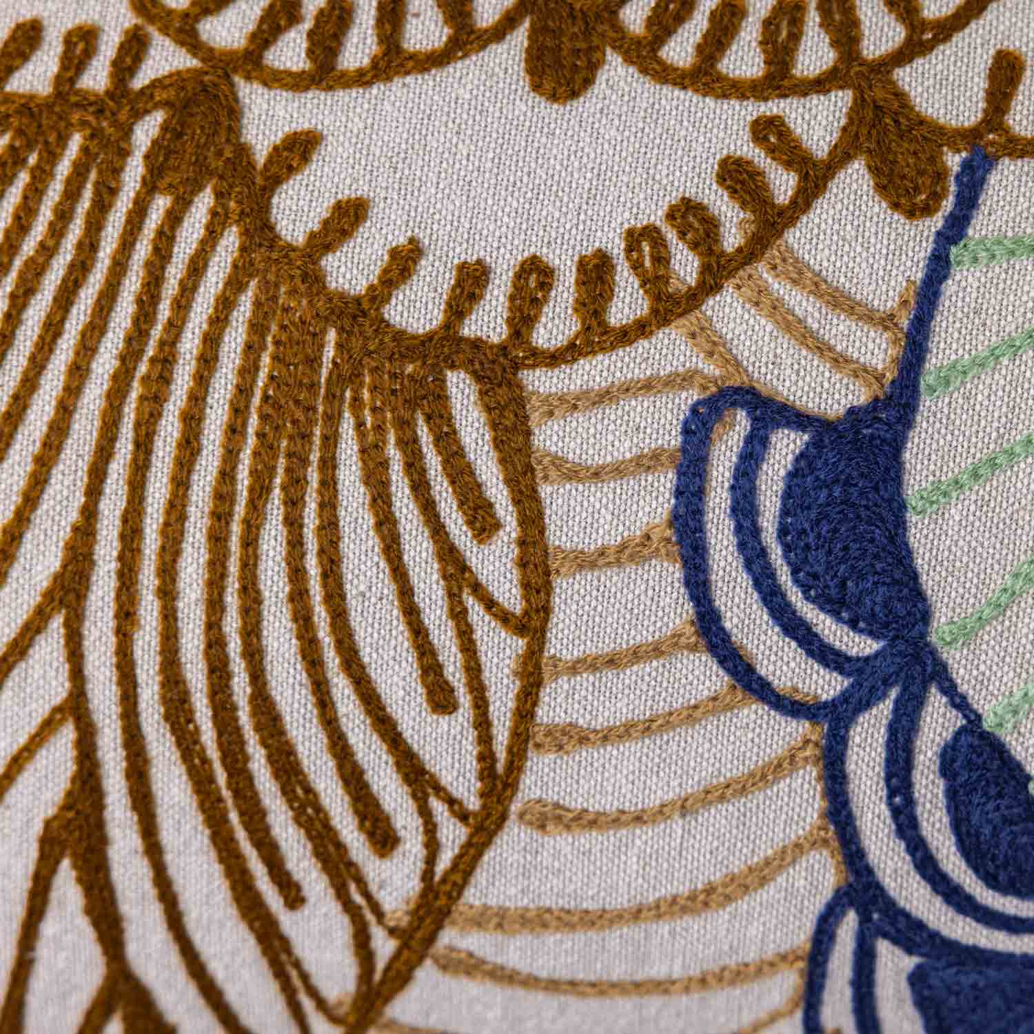 Wildscape Chambray Cotton with Mari Embroidery Cushion Cover