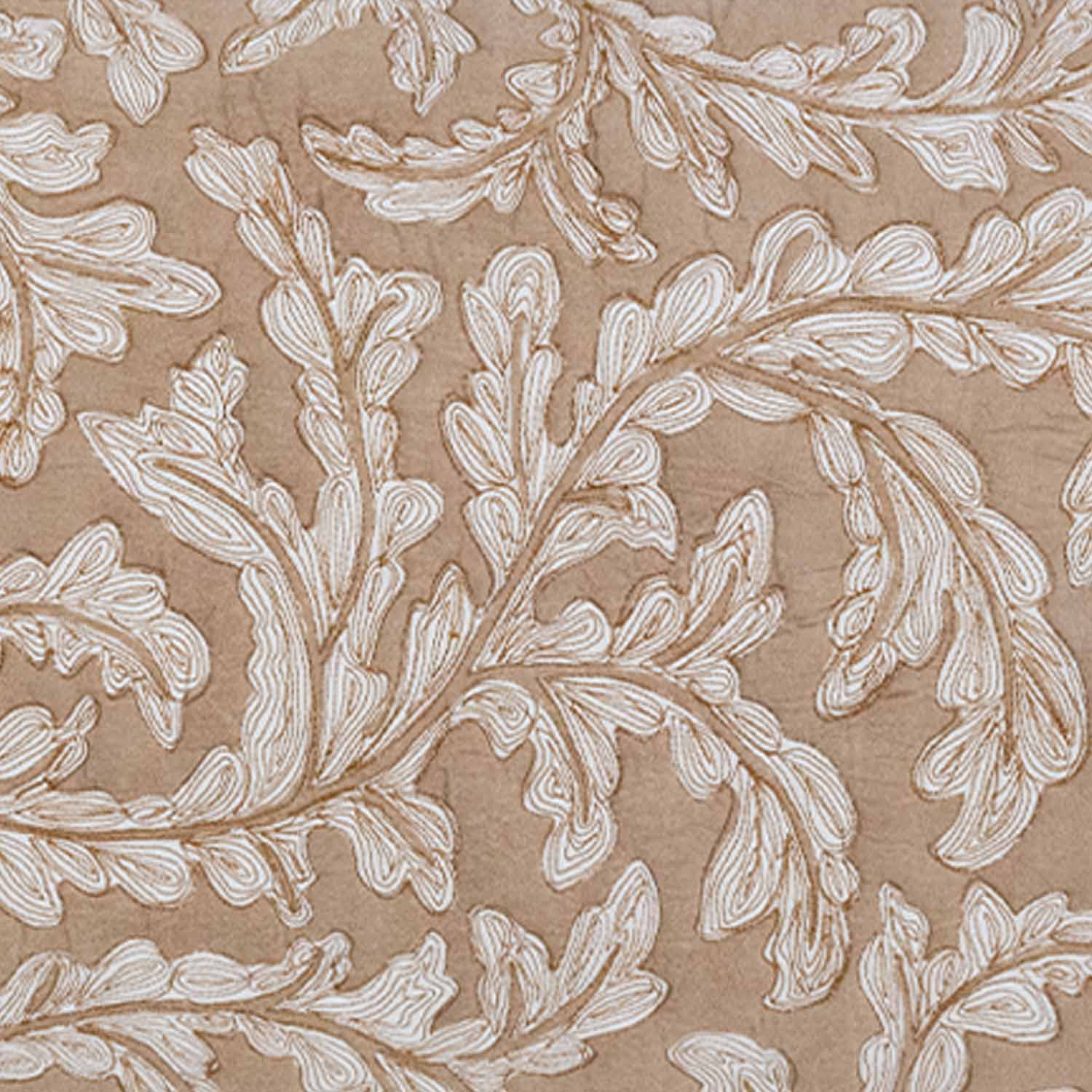Hand block printed and quilted Leafair Lumber Cushion Cover