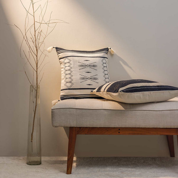 Sanis hand woven cotton cushion cover by Obeetee - full view
