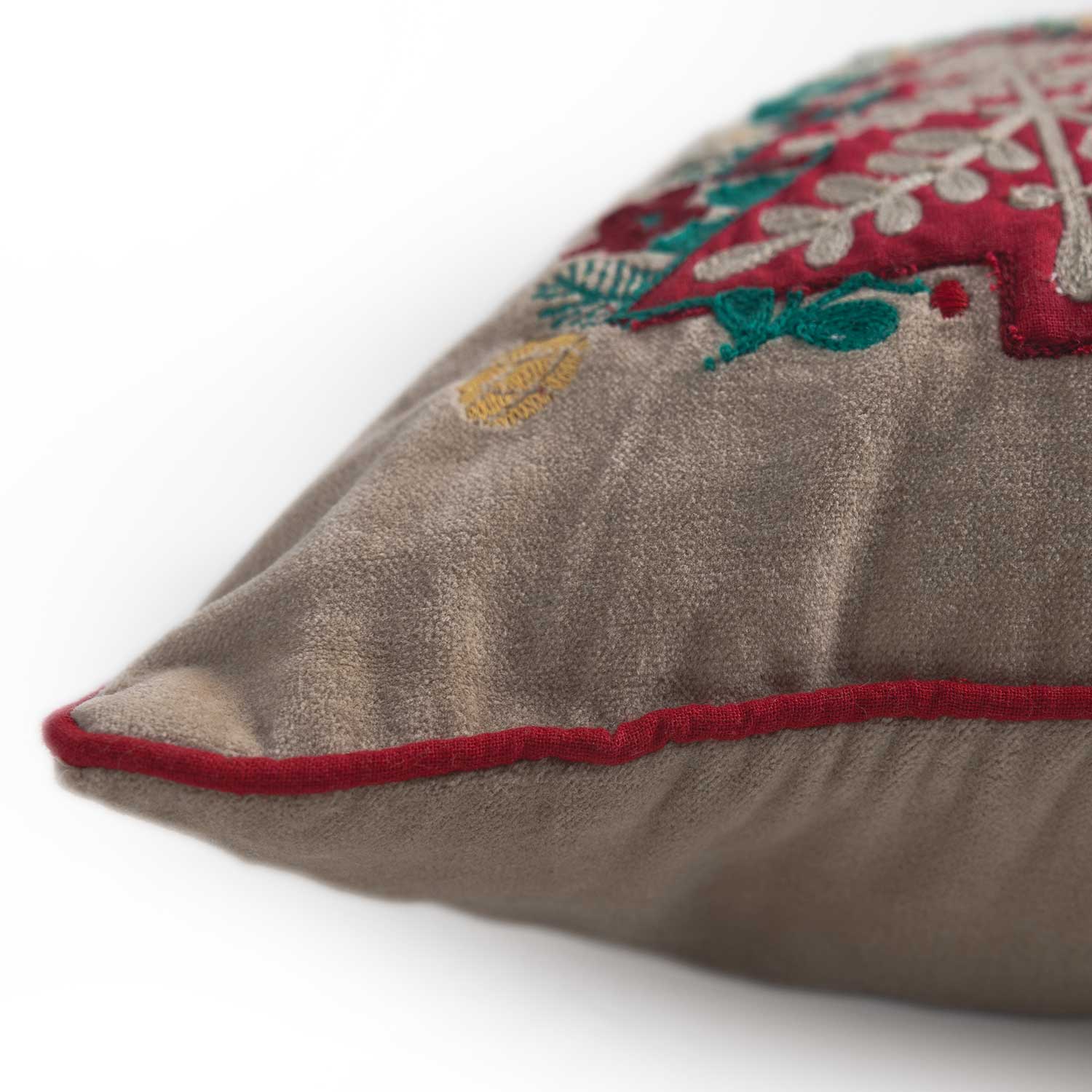 Joyful Embroidered Cotton Velvet Cushion Cover