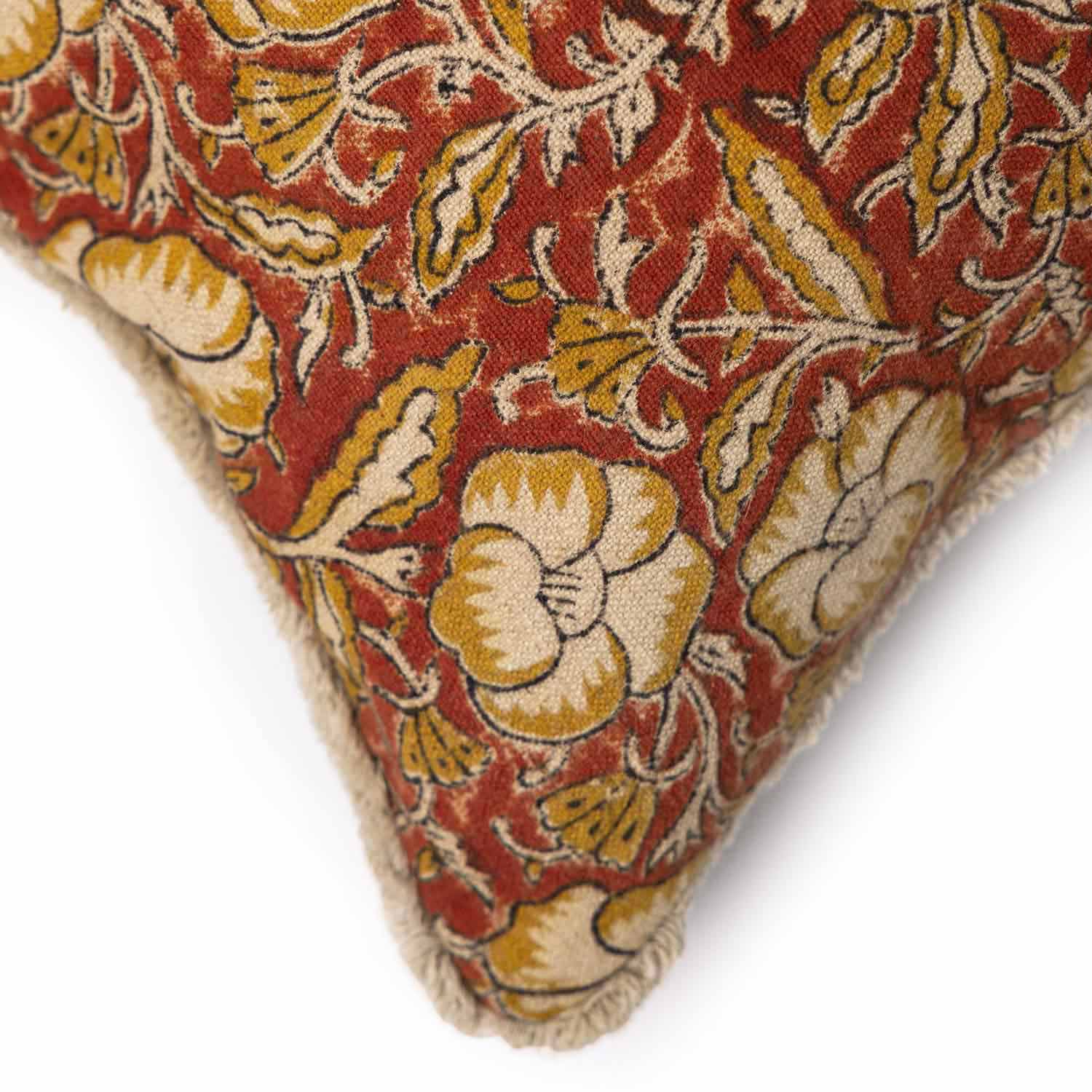 Rustic Bagru Block Printed Lumbar Cushion Cover