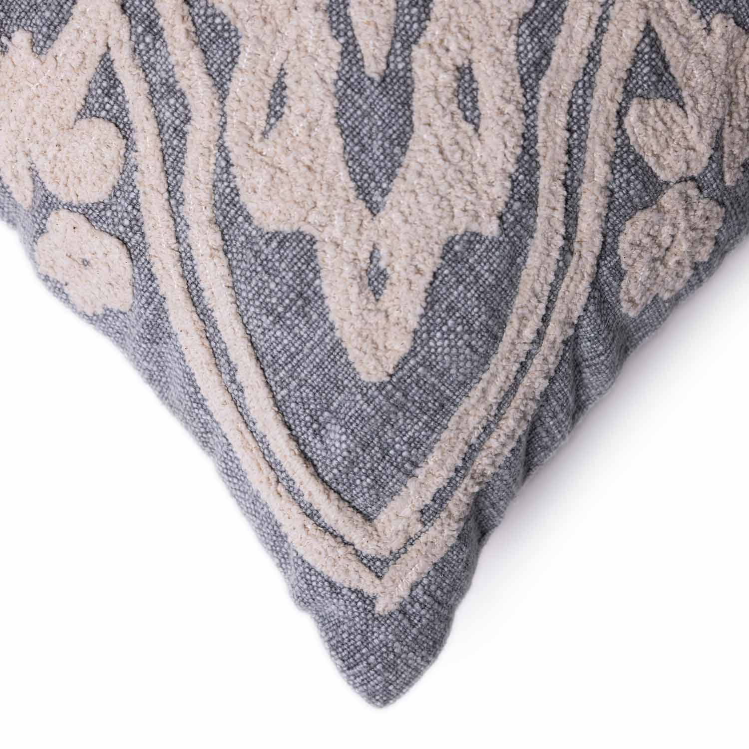 Eliza Chikan Embroidered Cotton Lumbar Cushion Cover