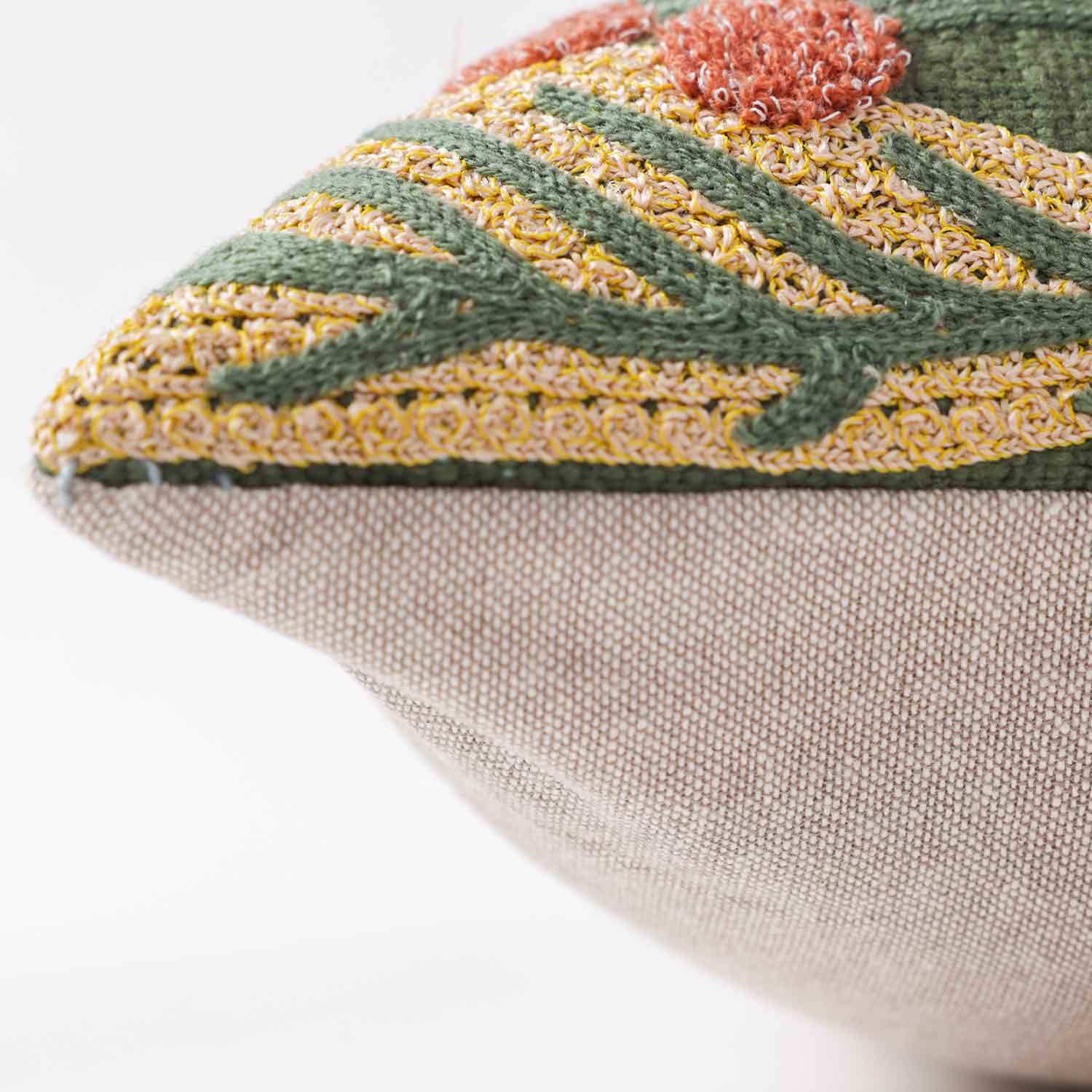 Dandelion Chambray Cotton with Mari Embroidery Lumber Cushion Cover